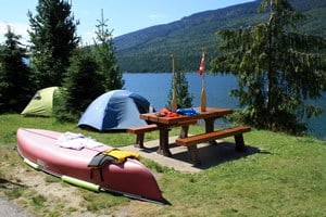 Camping and Canoeing on Revelstoke Lake.