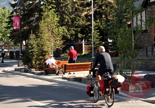 Cycling Downtown - Banff, Alberta, Canada