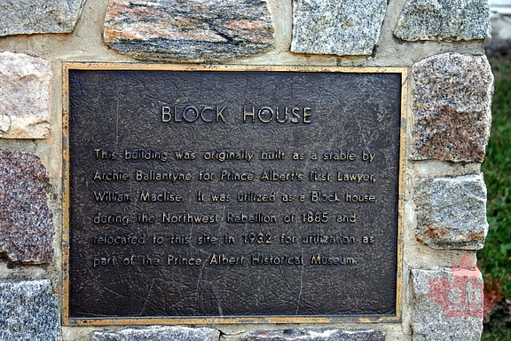 Block House Plaque in Prince Albert
