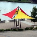 Umbrella Benches on Rivers Landing
