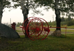 Carriage (797 visits) Old wagon wheels on display Carriage