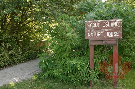 Scout Island Nature House Sign