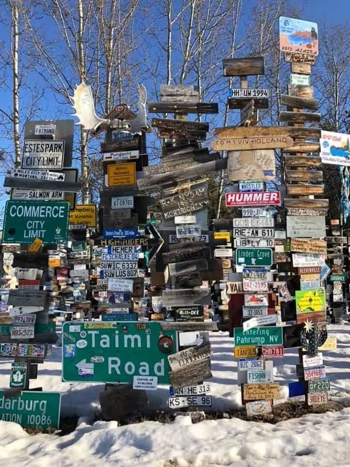 Signs located in the Sign Post Forest from all around the world in the Yukon Canada.