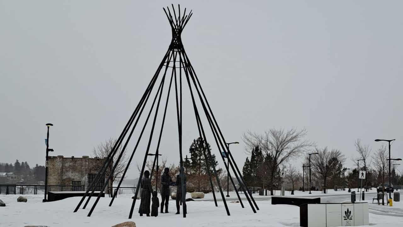 Spirit of Alliance Monument in Saskatoon Saskatchewan Canada commemorates the War of 1812.