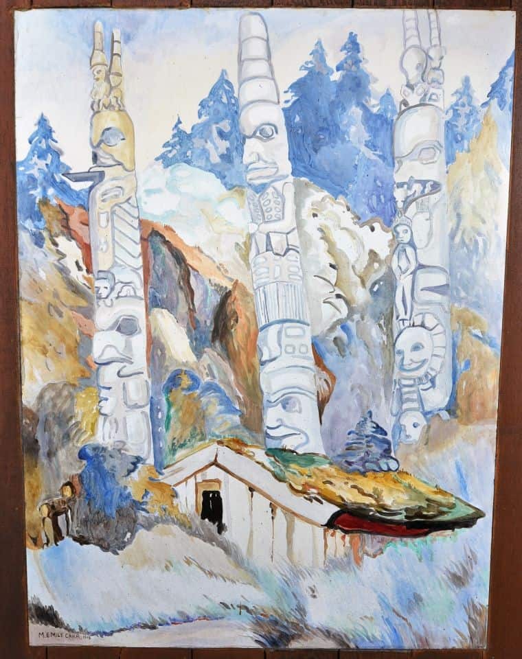 Emily Carr painted villages and totem poles of the Coastal Salish Peoples all over Vancouver Island, British Columbia