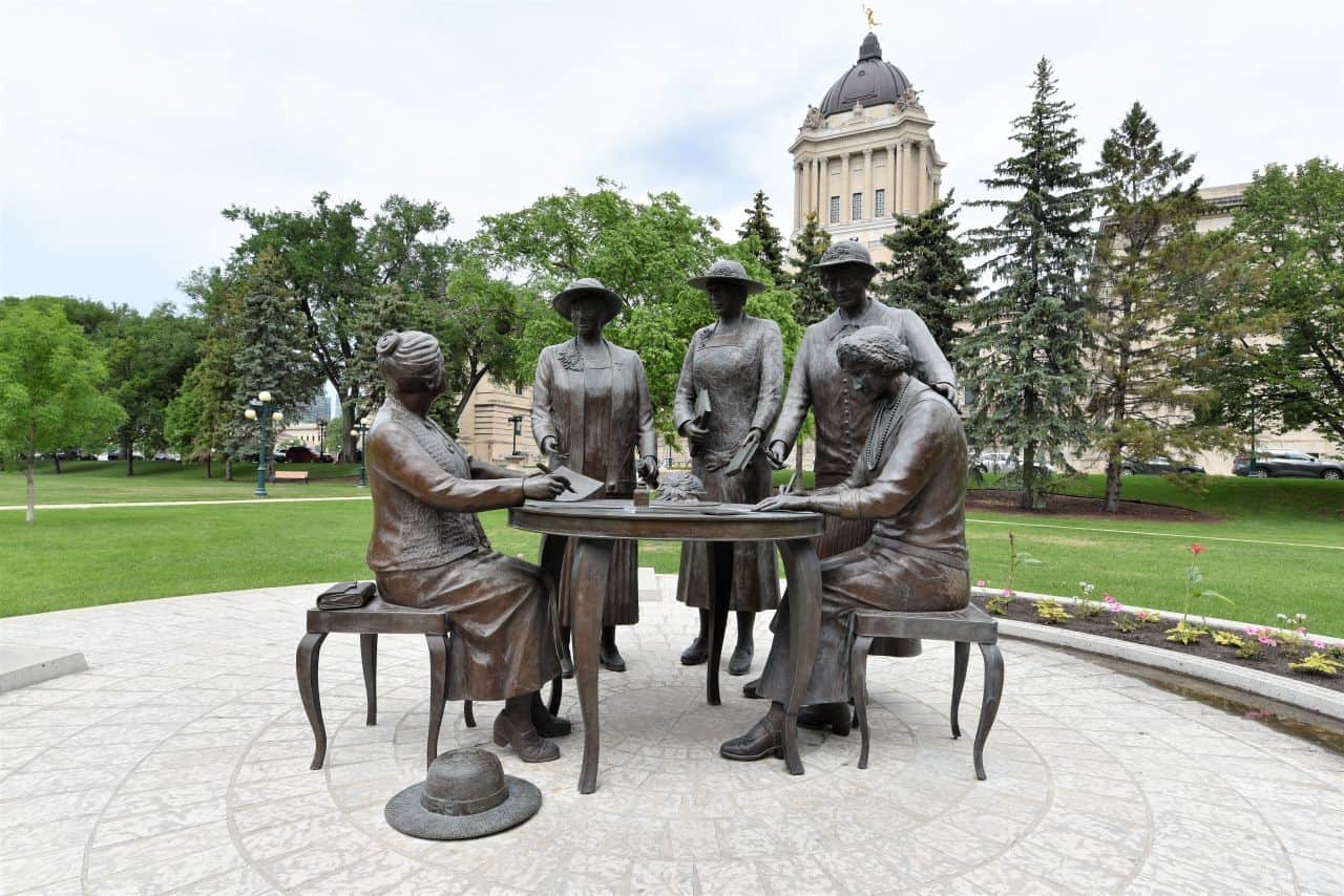 Inspiring Canadian Women on the Trans Canada Trail Statue of the Famous Five in Winnipeg, Manitoba