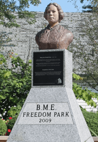 Mary Ann Shadd Cary Monument in Chatham Kent, Ontario celerbates first Black woman to publish newspaper in Canada