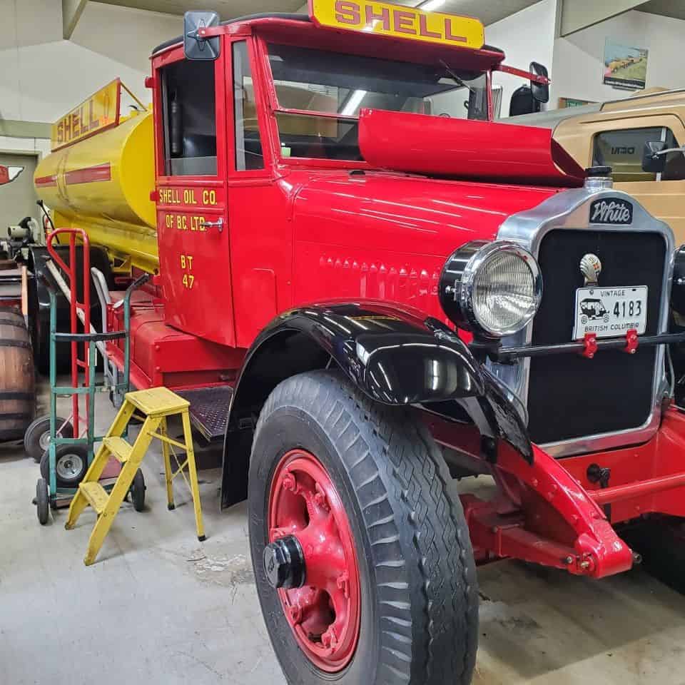 Shell Oil of Canada restored this 1929 White Model 59 with involvement from staff of the BC Provincial Museum. This tanker was typical of the late 1920's and was part of the Vancouver BC fleet.