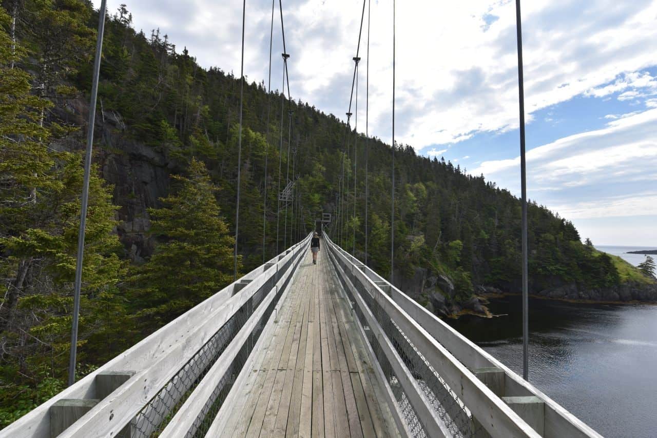 La Manche Suspension Bridge in La Manche Provincial Park is a highlight on the East Coast Trail, NL