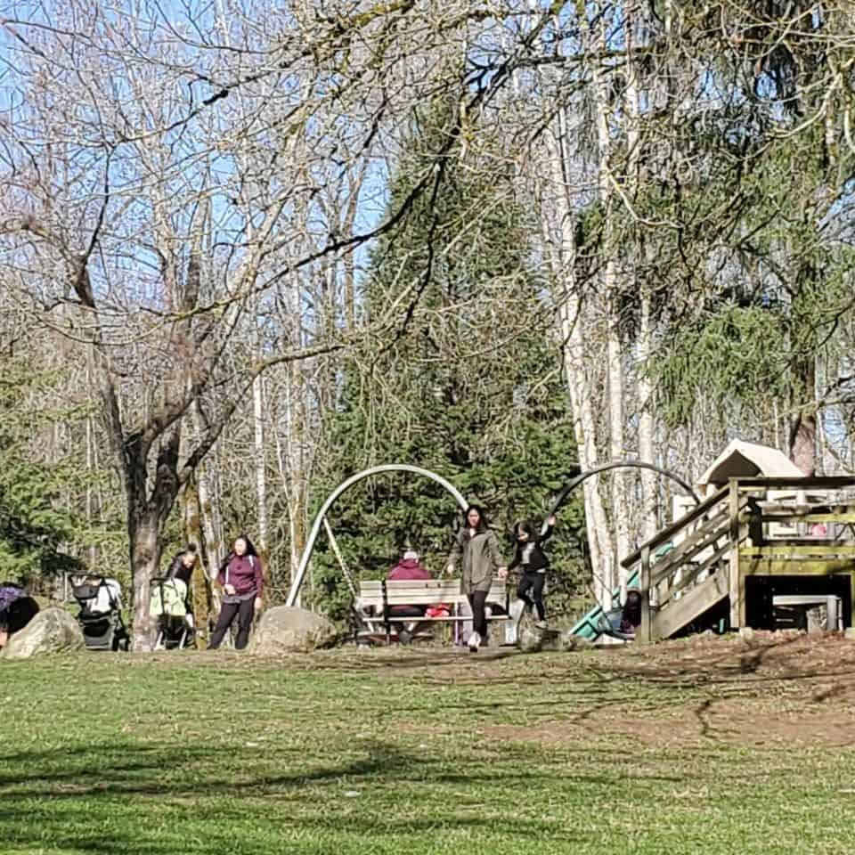 More playground structures available for children. Dogs are welcome at the park too, on leash. Swings, room to run and play.