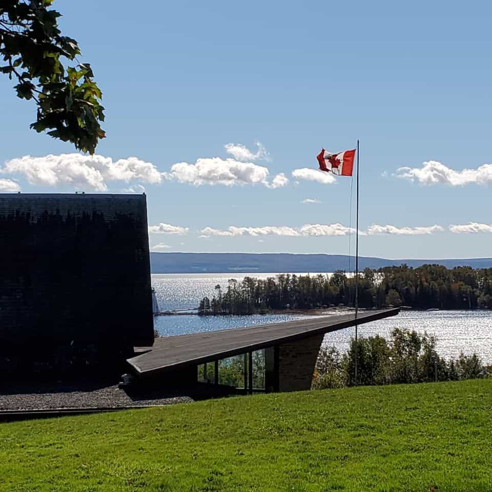 Alexander Graham Bell National Historic Site overlooks the Bras d'Or Lakes just outside the village of Baddeck Nova Scotia Canada.