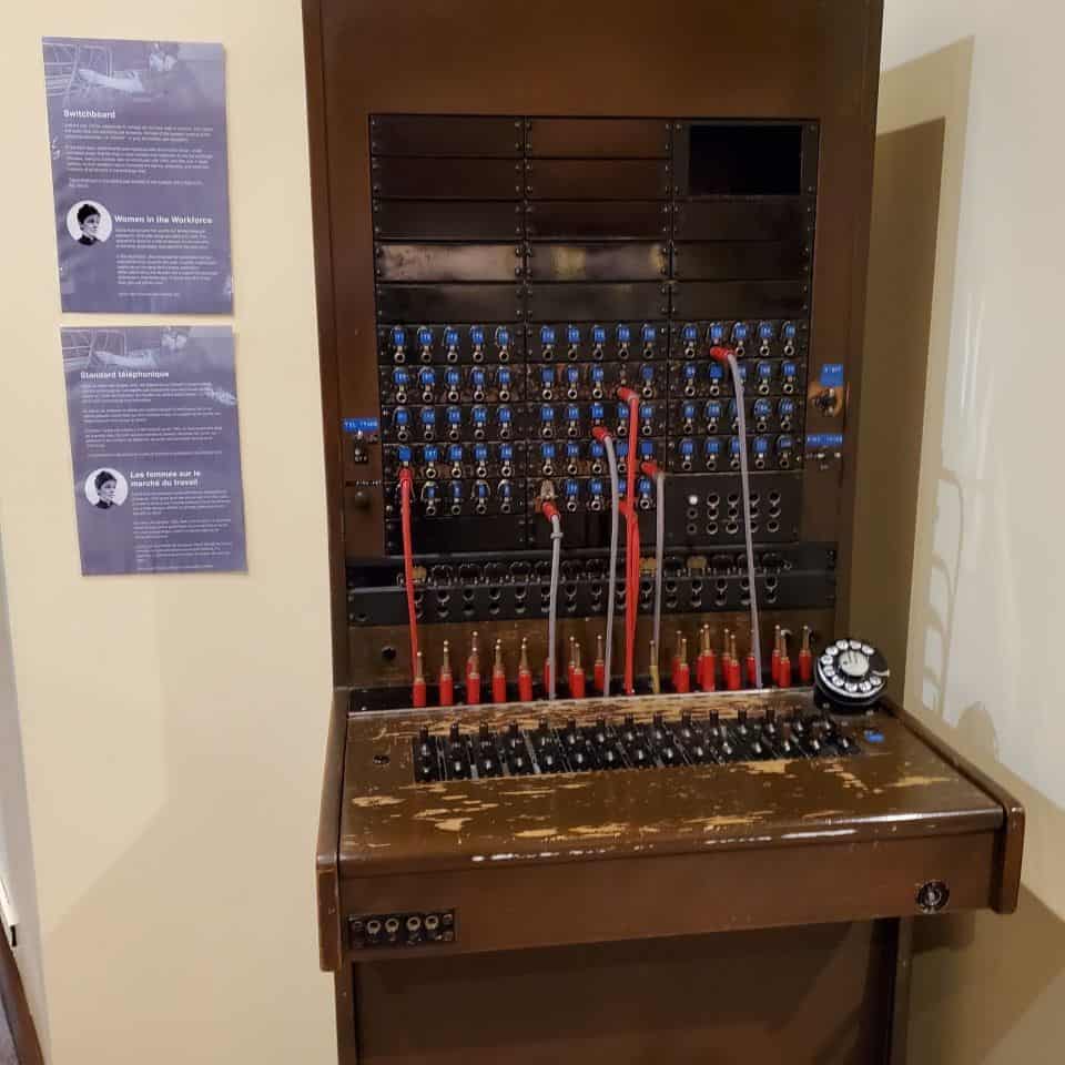 Early telephone switchboards across Canada were similar in appearance to this display at the Alexander Graham Bell National Historic Site.