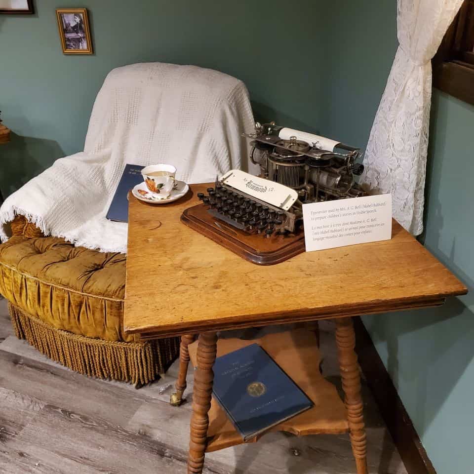 Alexander Graham Bell's father developed Visible Speech, a method so hearing-impaired people could sound out words. This typewriter was used by Bell's wife to type out children's stories.
