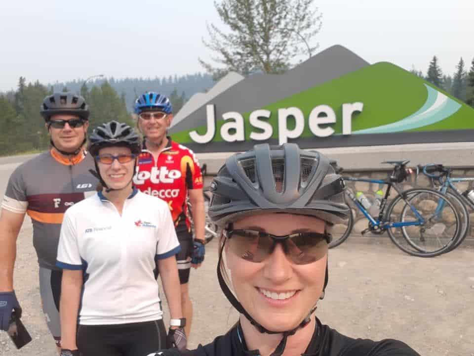 The start of any Jasper to Banff cycling trip on the Icefields Parkway must start with a selfie at the Town of Jasper sign...to prove that you were there.