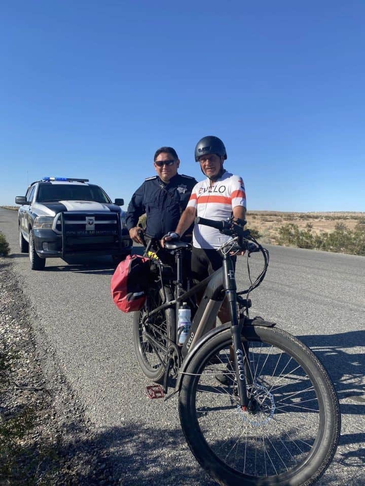 This Mexican police officer loved my Dad's journey and made sure that he got out of town safely