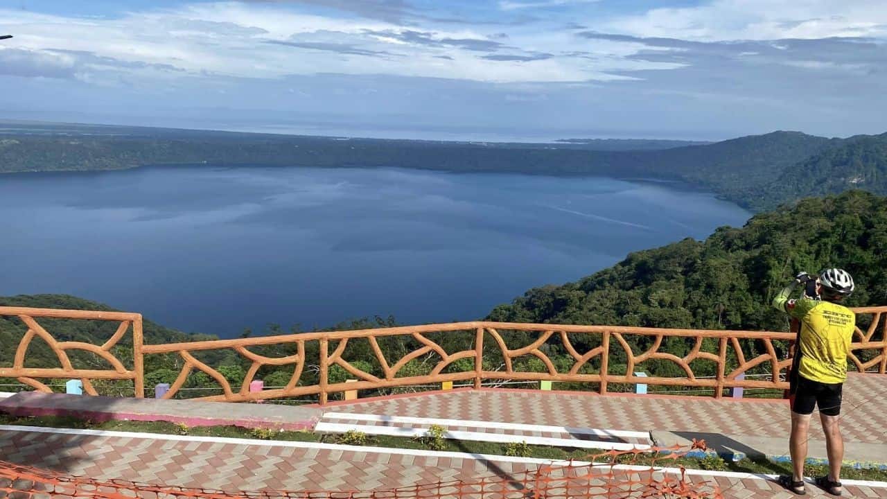 Taking a break from cycling to enjoy the views in Nicaragua