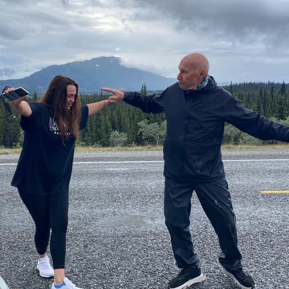 Taking a break for lunch and learning a Greek dance on the side of the road in the Yukon
