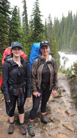 Backcountry hiking in the rain but still having fun in Yoho National Park BC Canada