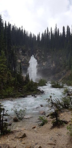 The viewpoint for laughing Falls is just off the Yoho Valley Trail in Yoho National Park BC Canada