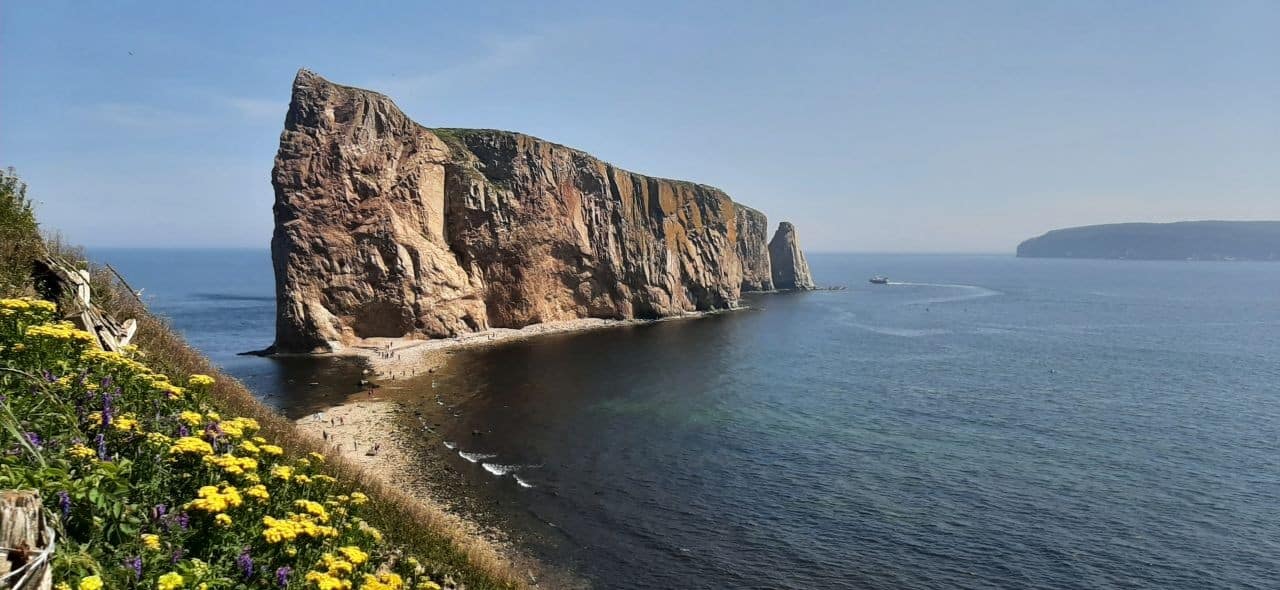 Perce Rock is a famous sightseeing attraction in the province of Quebec Canada.