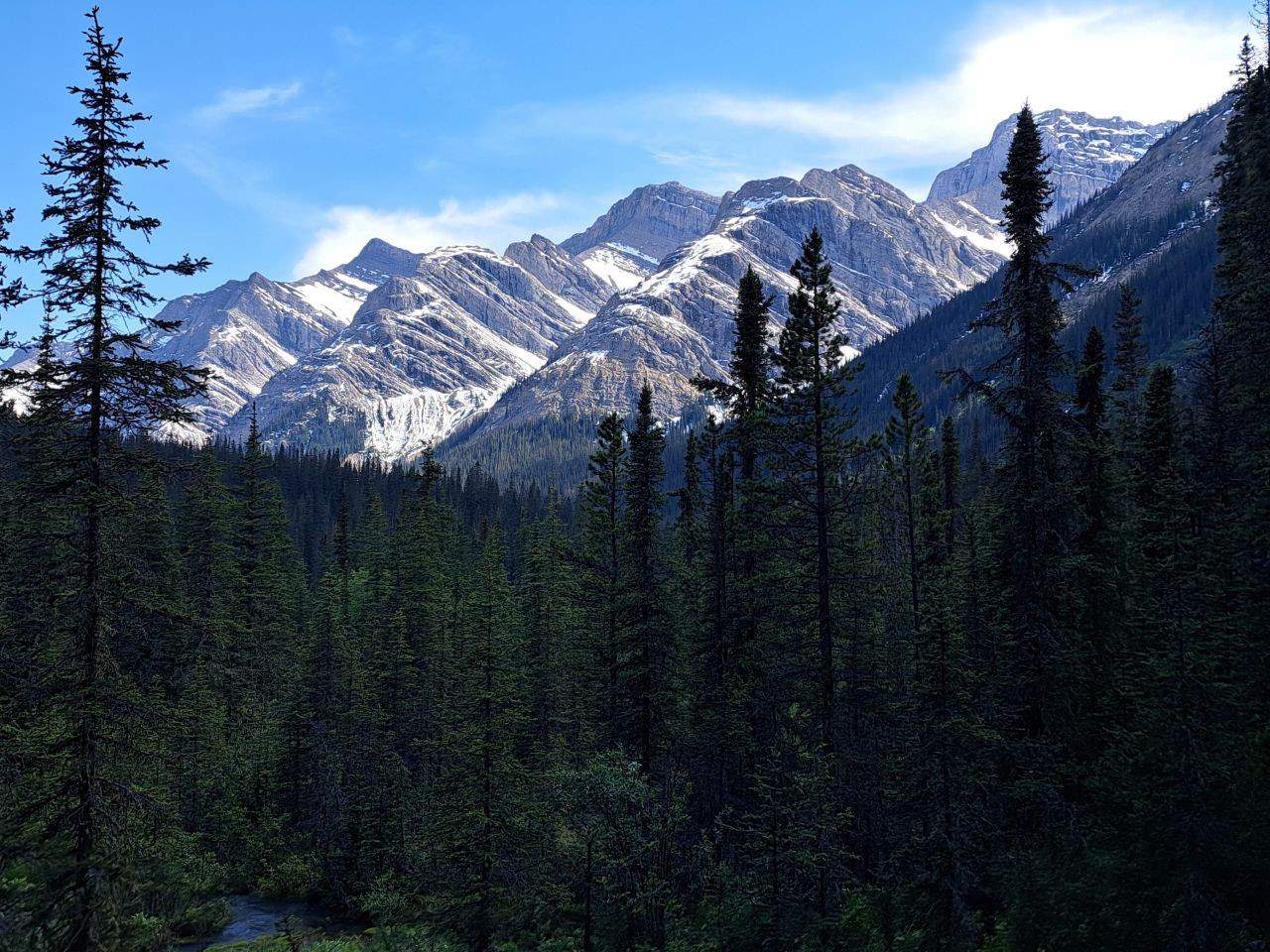 There are numerous awe inspiring mountain vistas on the trail to Jacques Lake in Jasper National Park.