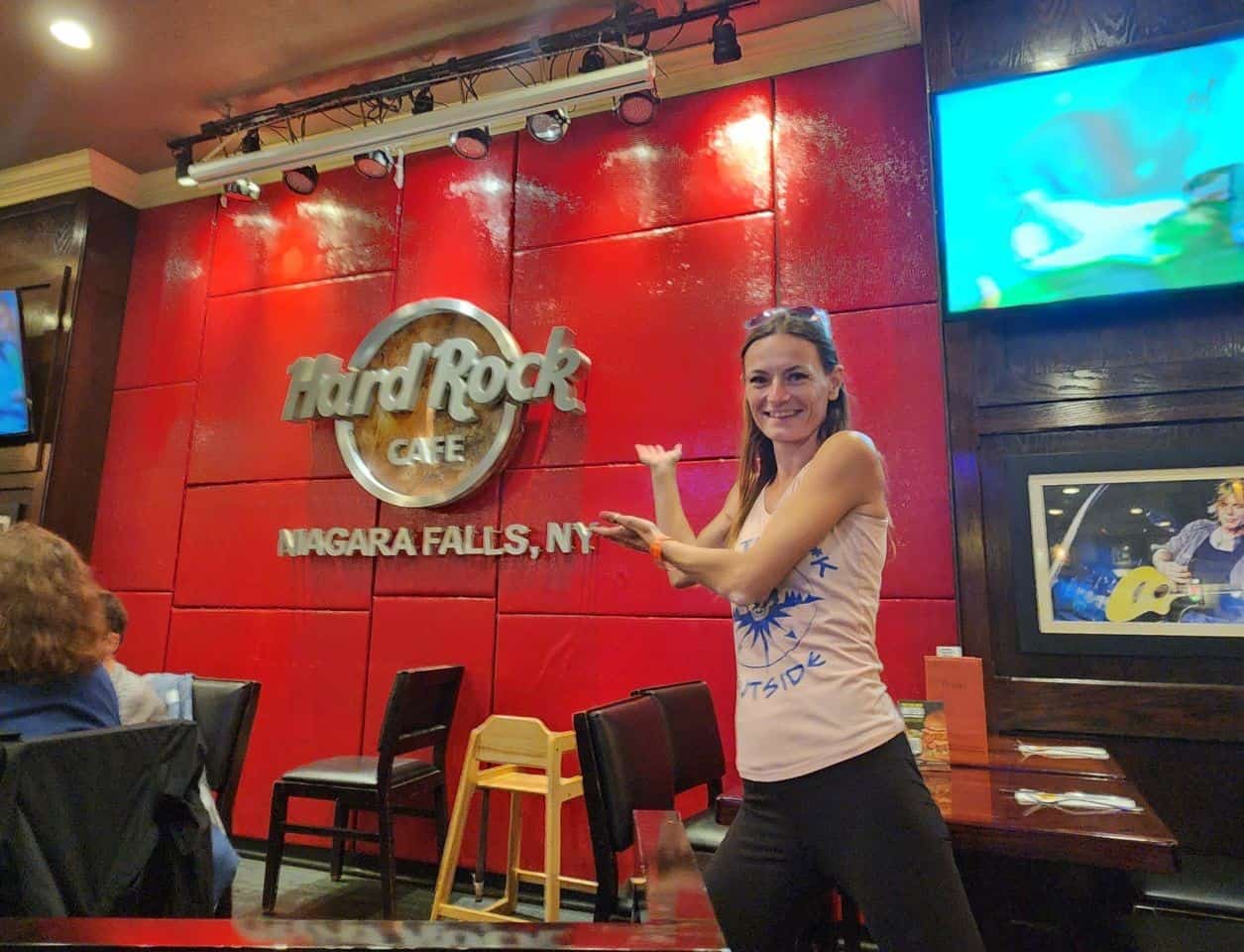 Hard Rock Cafe Niagara Falls New York is a classic food stop for these Canadians.