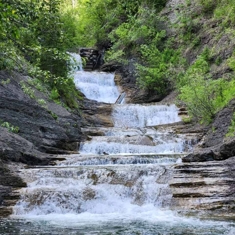 Allison Creek Falls Alberta Canada in the Crowsnest Pass in Southern Alberta Canada.