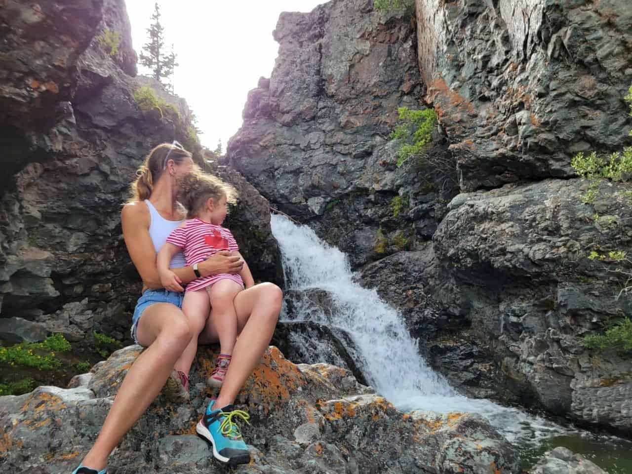 A large beautiful waterfall in Castle Wildland Provincial Park near the small town of Pincher Creek Alberta Canada.