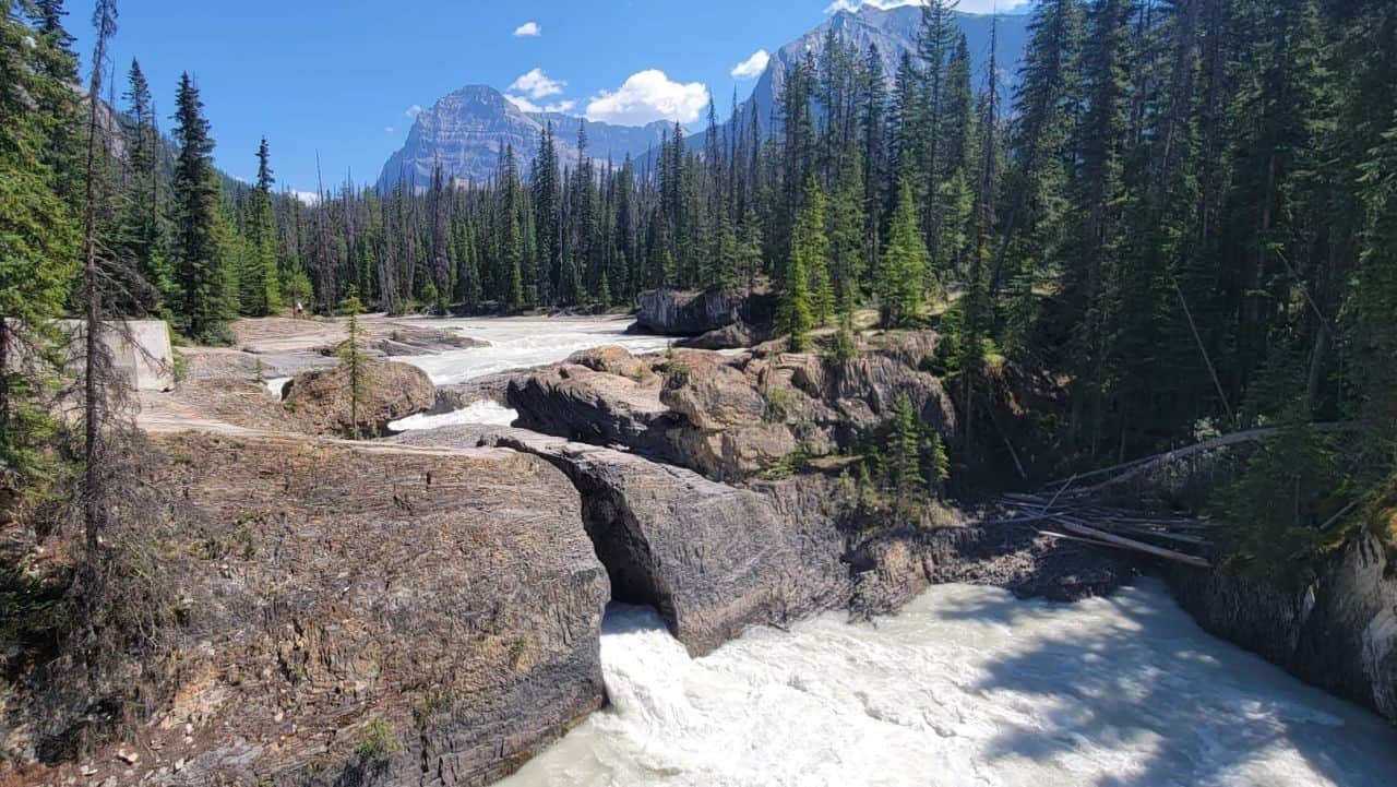 The Natural Bridge is a popular and accessible attraction in Yoho National Park BC Canada