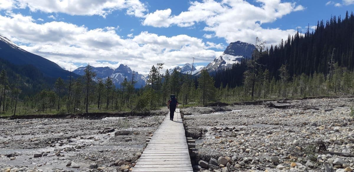 Hiking and camping overnight in Yoho National Park BC Canada to see waterfalls
