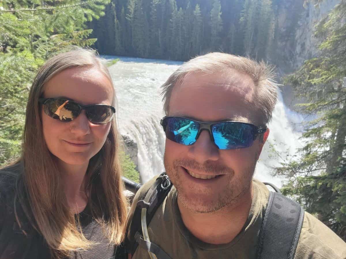 A quick selfie as we enjoy the view of Wapta Falls in Yoho National Park from above.