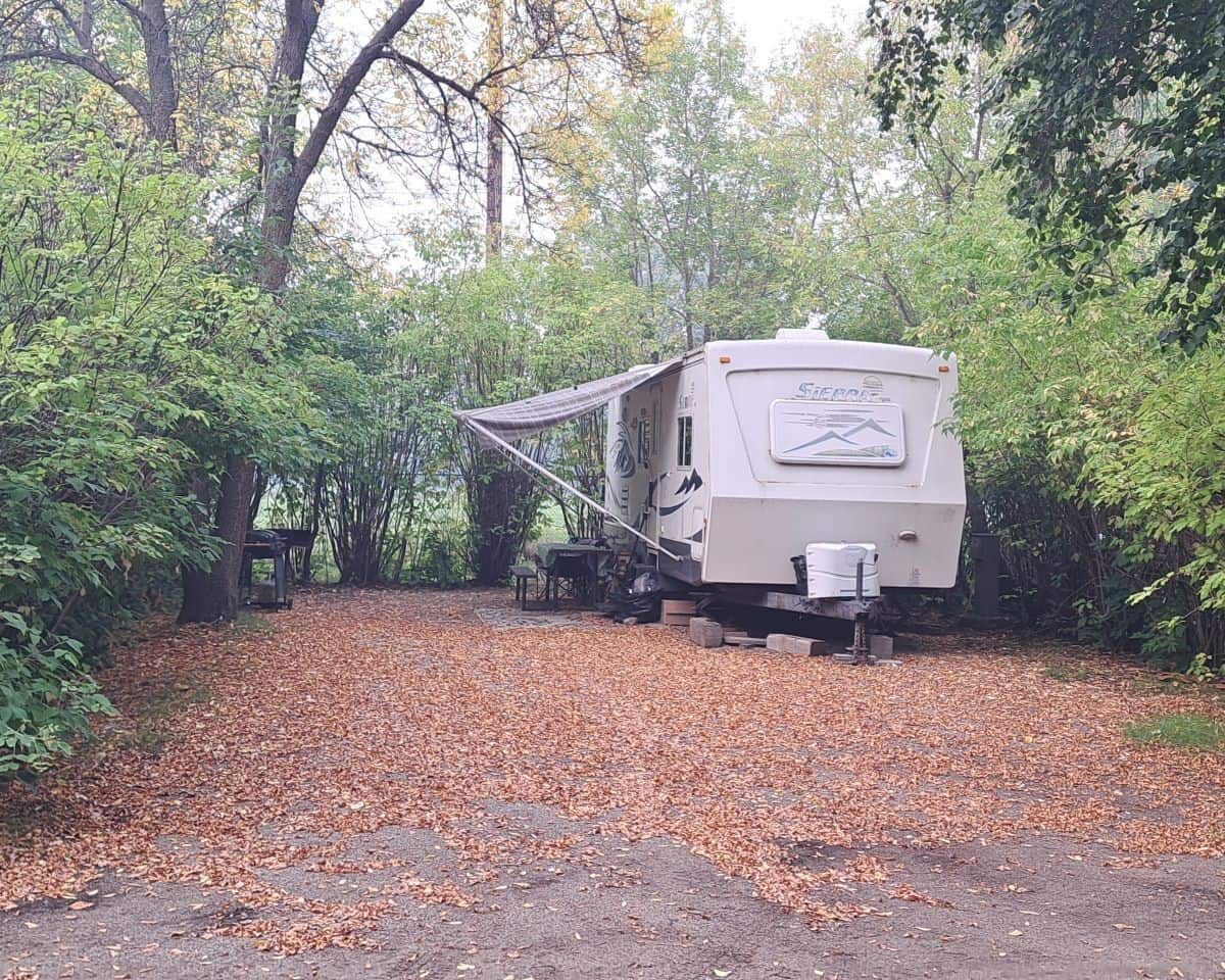 RV camping spots are  large and well treed at the Gordon Howe Campground