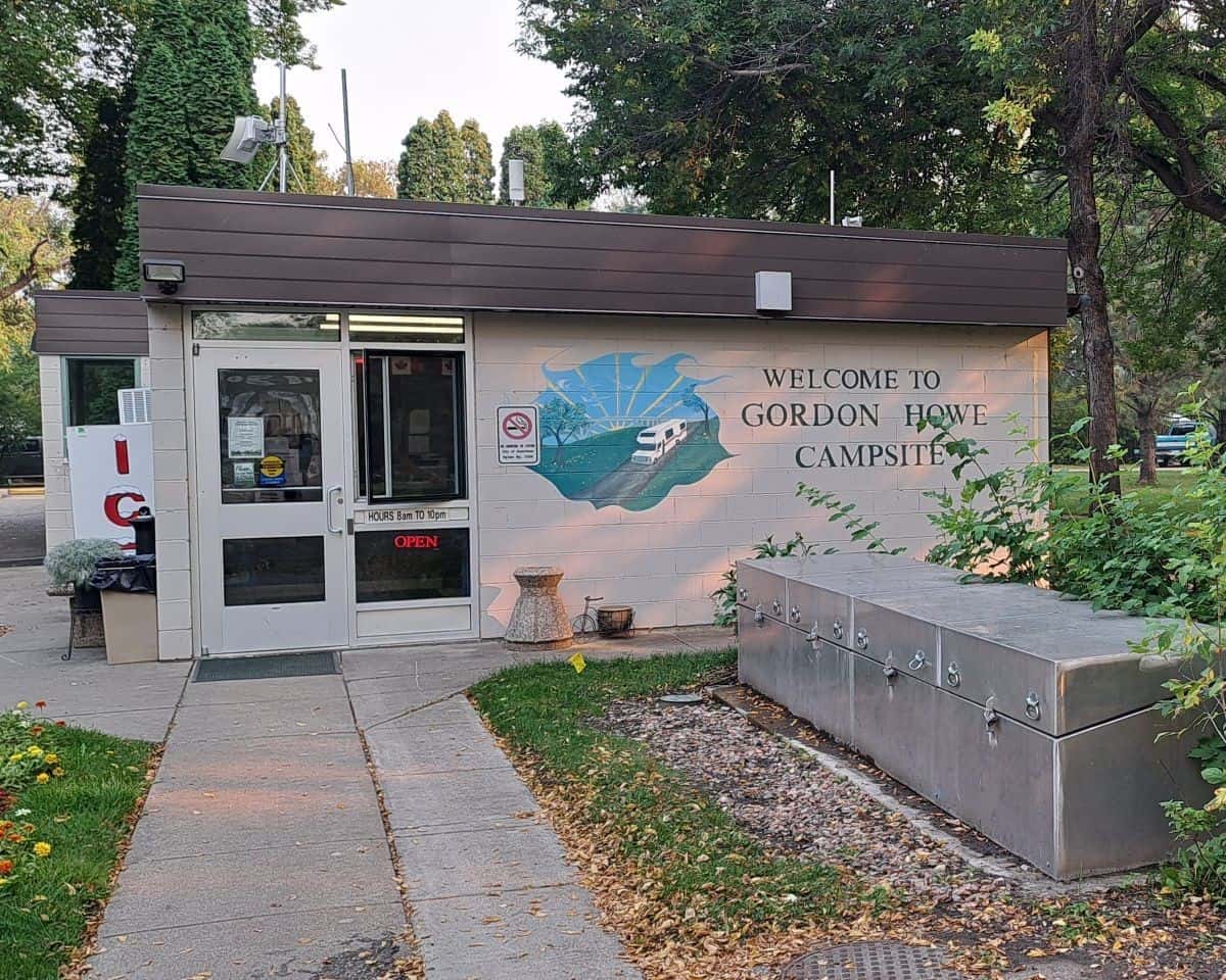 Gordon Howe Campground registration building, shop, laundry and showers