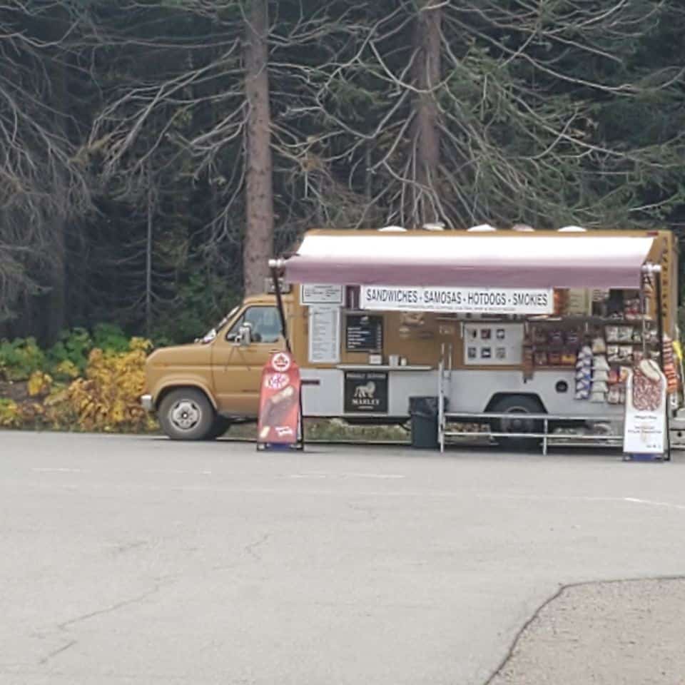 Britton Creek rest area on the Coquihalla Highway. Food truck available. Picnic tables