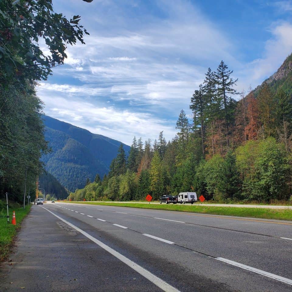 From Hope to Merritt, the Coquihalla Hwy 5 climbs to elevations of 1,244 m. Nicknamed Highway Through Hell.