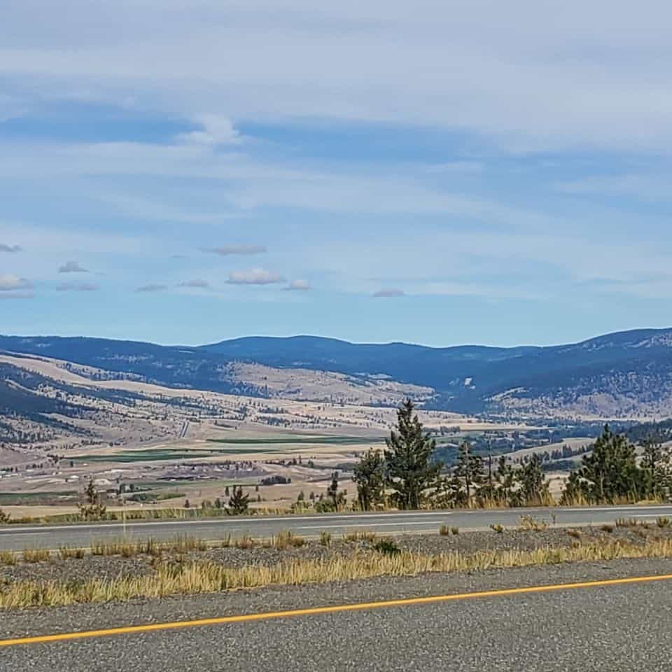 Merritt BC in distance. Farming country. Many lakes. Sport fishing, Hiking. Photography. Camping. All season recreational area.
