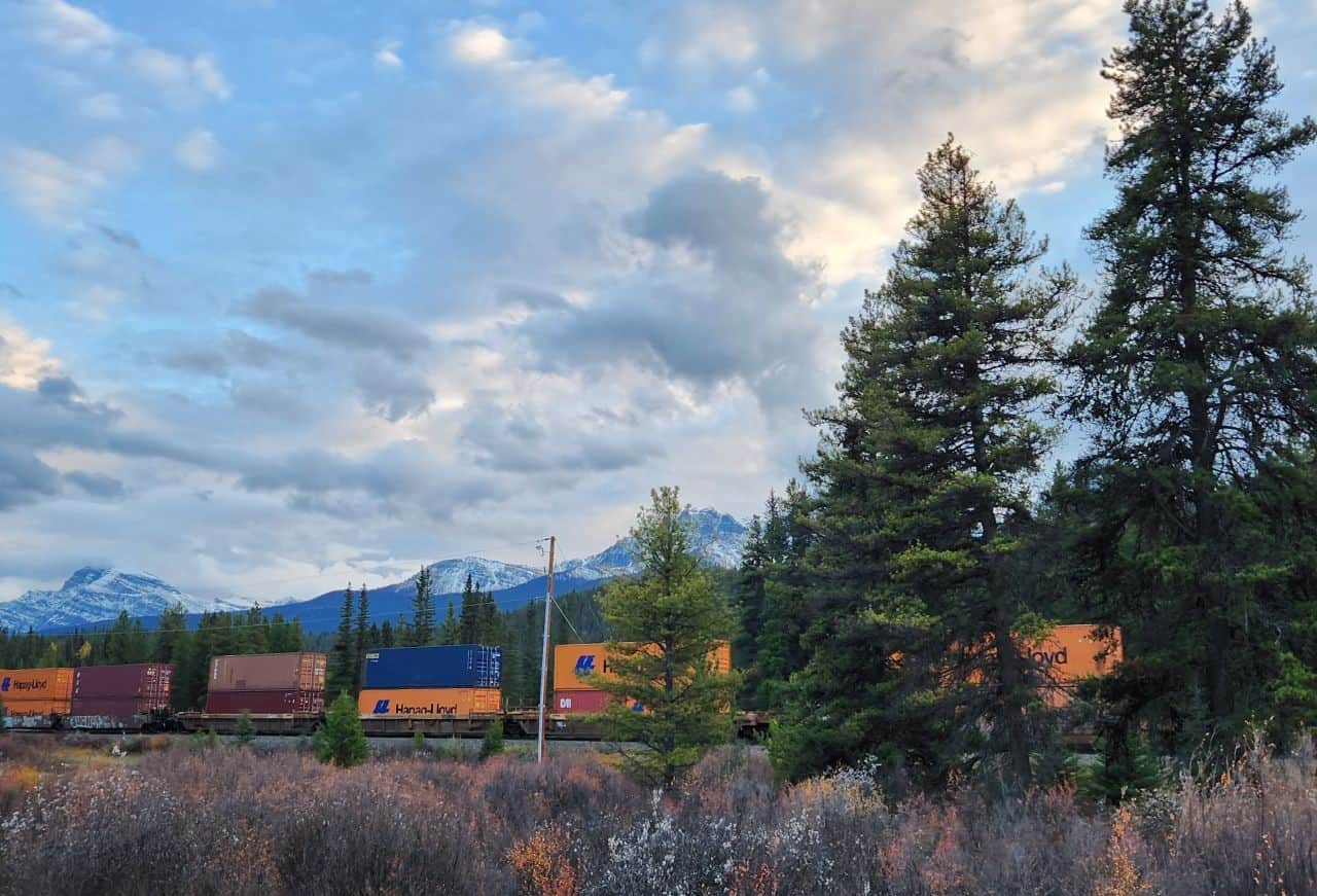 The train located in Banff National Park in Banff Alberta Canada.