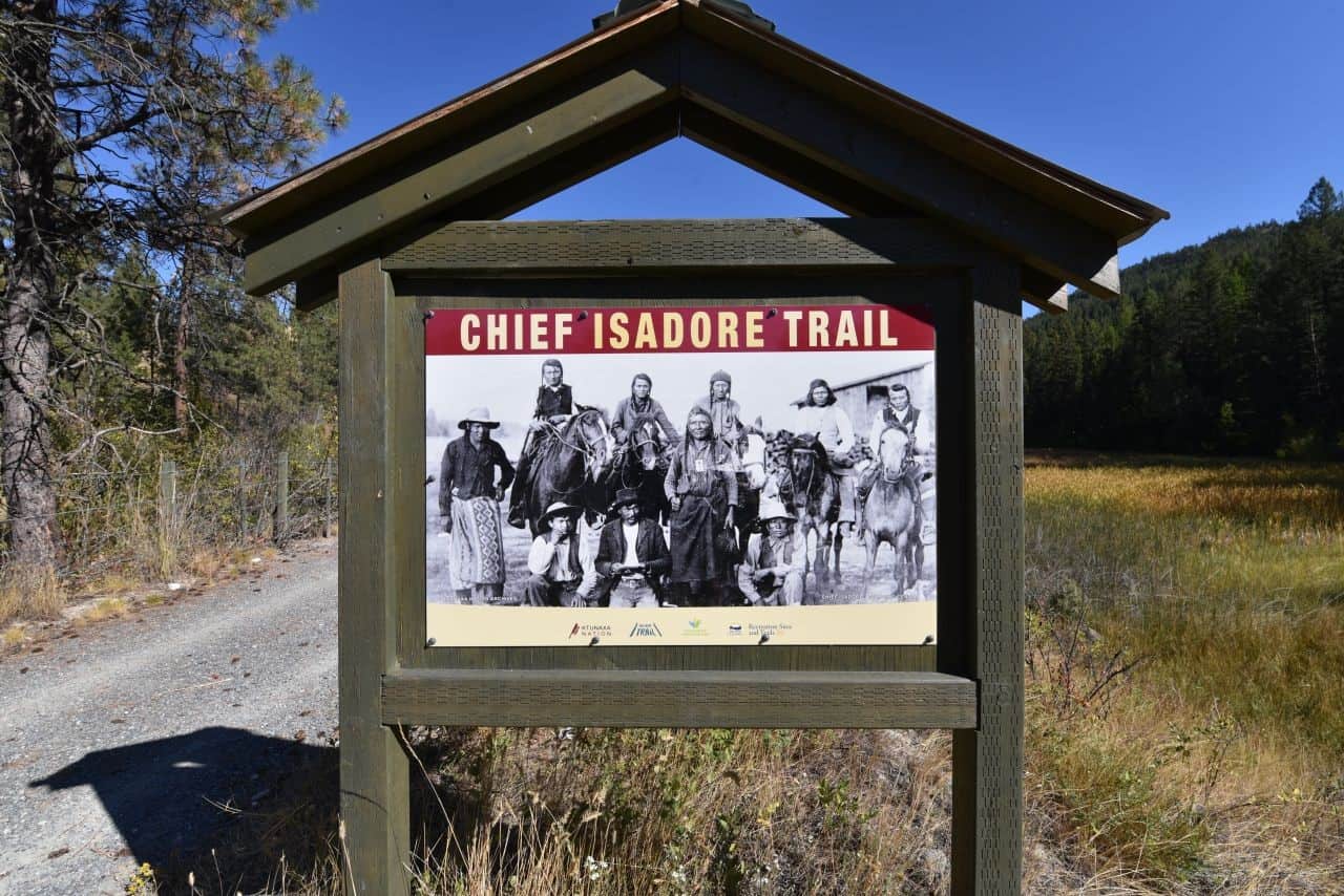The Chief Isadore Trail is well marked and signed.  In addition, hikers and cyclists can learn about Indigenous and settler history in the Kootenay region from interpretive signage along the entire route.