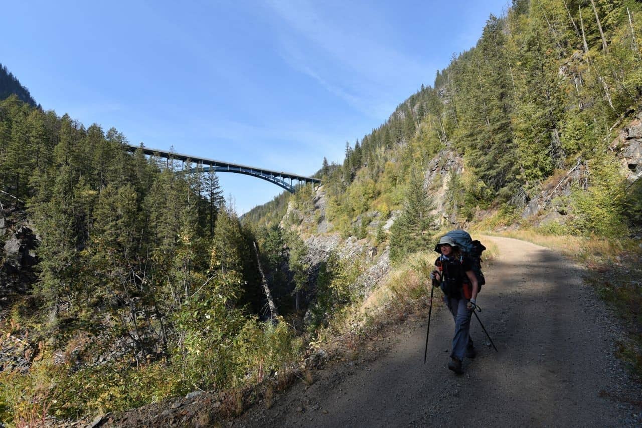 The Columbia and Western Rail Trail is a 163 km long route linkng Castelgar to Midway, BC.  It offers stunning mountain scenery, epic views down the mighty Columbia River, excellent infrastructure, and several tunnels and trestles.