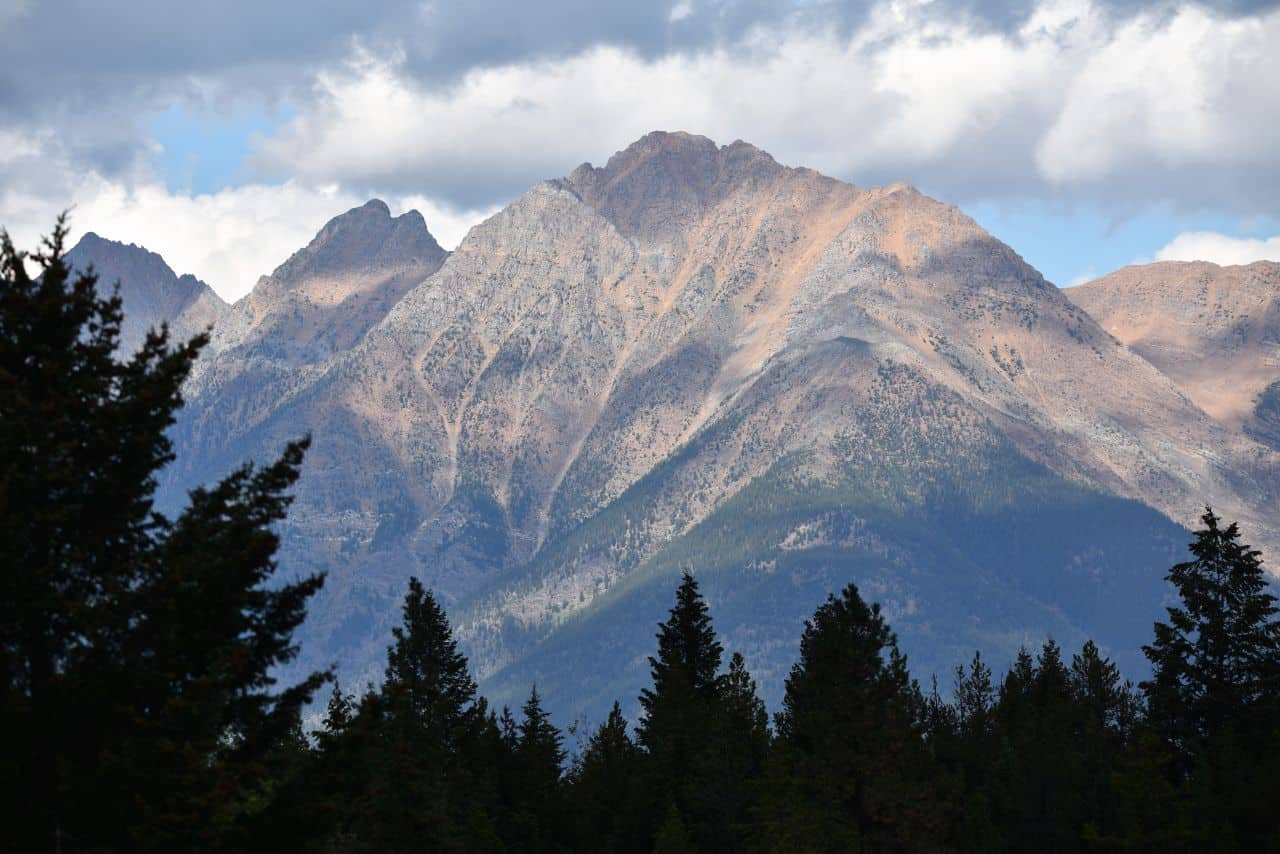 The vivid colours and textures of the Lizard Range provides just one example of the stunning mountain scenery hikers and cyclists on theC hief Isadore Trail near Cranbrook, British Columbia enjoy.