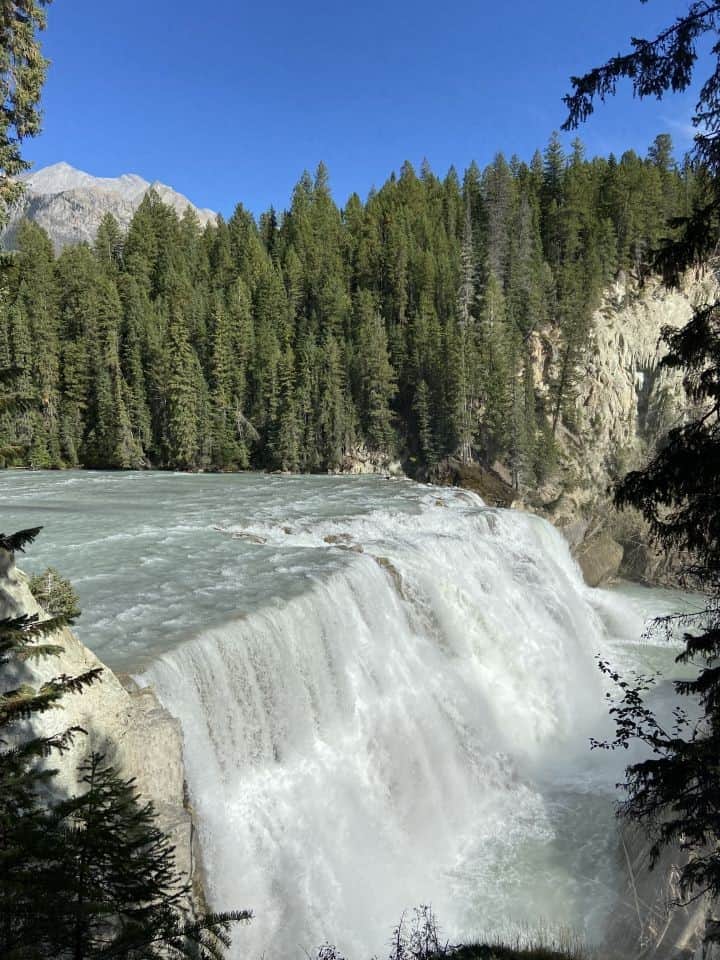 Wapta Falls in Yoho National Park on a waterfall hiking adventure in BC Canada with family.