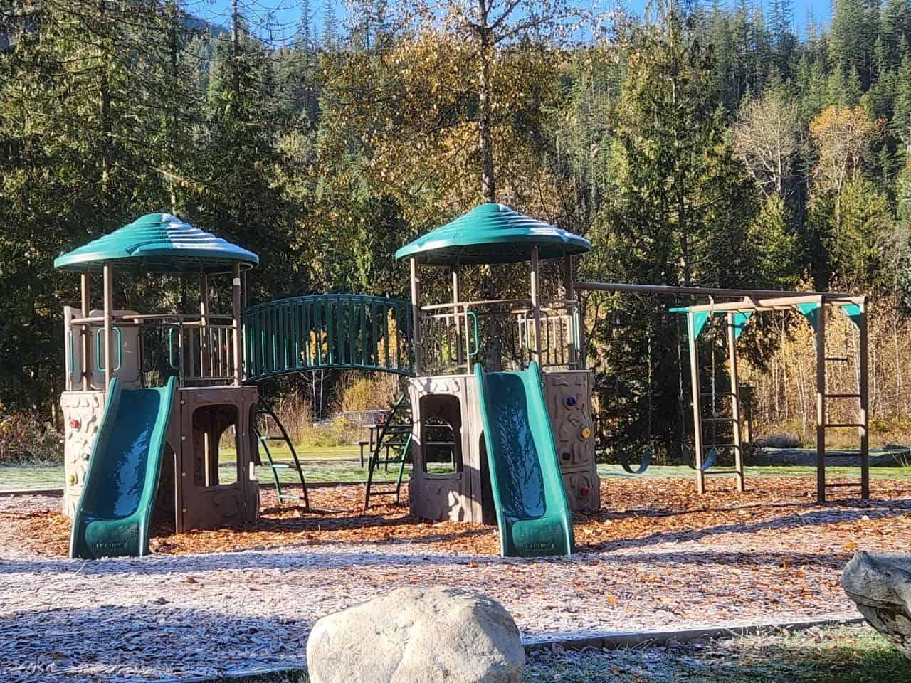 Playground at Crazy Creek Hot Springs and Resort near Revelstoke BC Canada