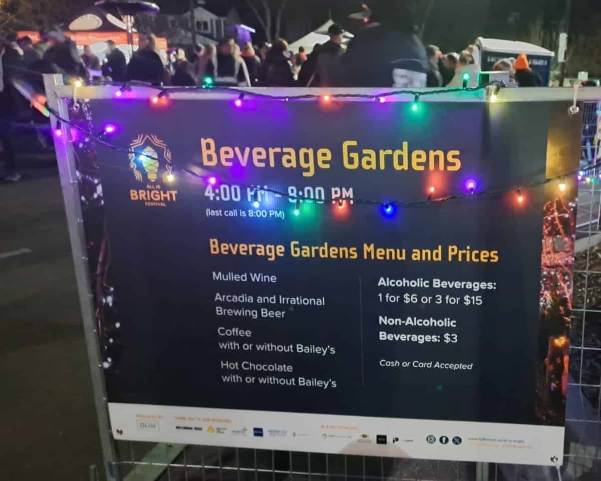 The licensed area at the All is Bright Festival on 124 Street in Edmonton sell more than just craft beer.