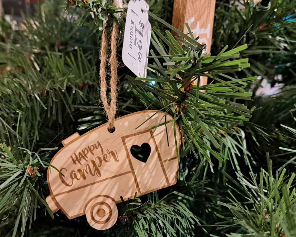 A cute little wooden ornament would be a perfect gift for the adventure seekers on your Christmas list that love camping. Found at the Makers Keep in Edmonton Alberta Canada