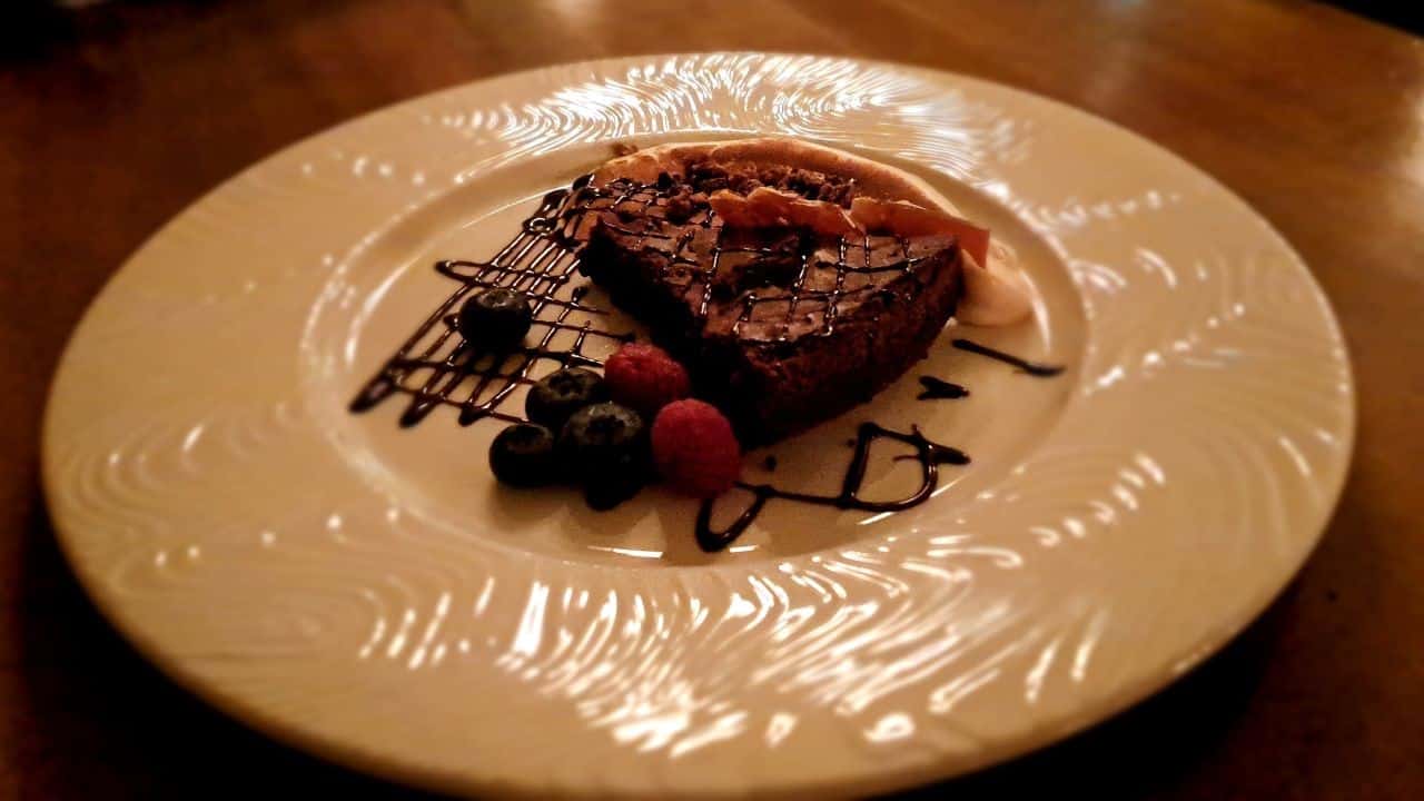 Stone Peak Restaurant is a casual fine dining establishment located in Overlander Mountain Lodge near the Jasper National Park gates. This is torte is perfection.
