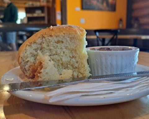 First Nations traditional bannock and jam are on the menu at Sundog Trading Post Cafe in Yellowknife.