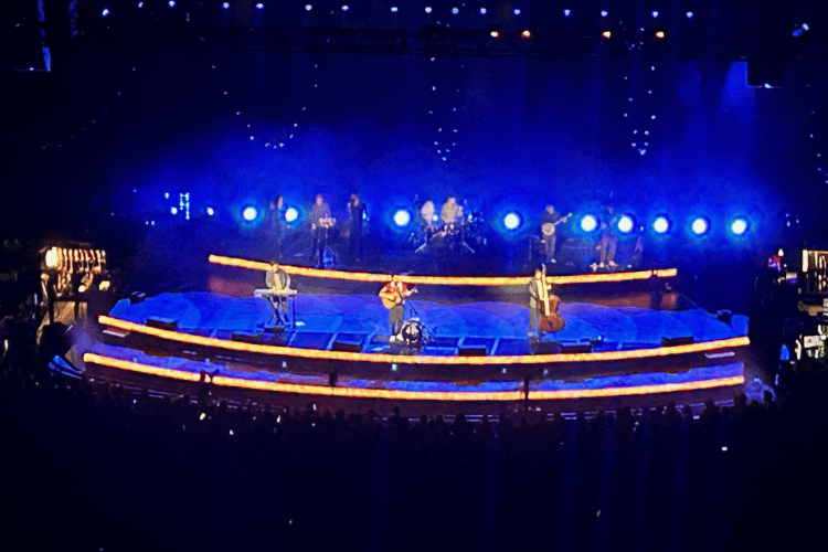 Bell Centre showcasing Mumford and Sons in Montreal, Quebec. Here the stage is backlit in blue.