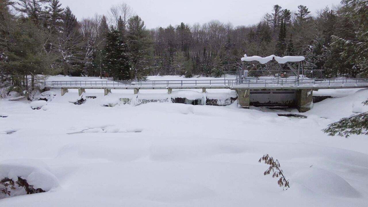 A Frozen Winter wonderland at the Wilsons Falls Dam in Bracebridge Ontario