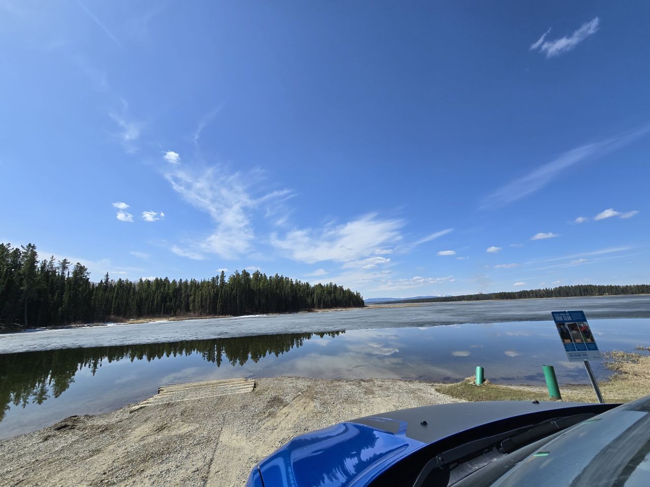 Spring ice melt on Burnstick Lake in Clearwater County Alberta during early spring