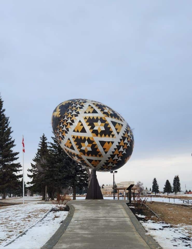 Once the world's largest pysanka, now still a gem of a road trip attraction in Vegreville east central Alberta Canada